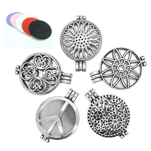 5pcs mix style 30mm tibetan silver locket essential oil…