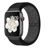 Misker Compatible with for Apple Watch Band 38mm 40mm 42mm 44mm Soft Lightweight Breathable Sport Replacement Band for Watch Series 5 4 3 2 1 (Pure Black, 38mm/40mm)