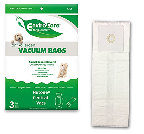 EnviroCare Replacement Allergen Vacuum bags for Nutone Central Vacuums 3 Pack