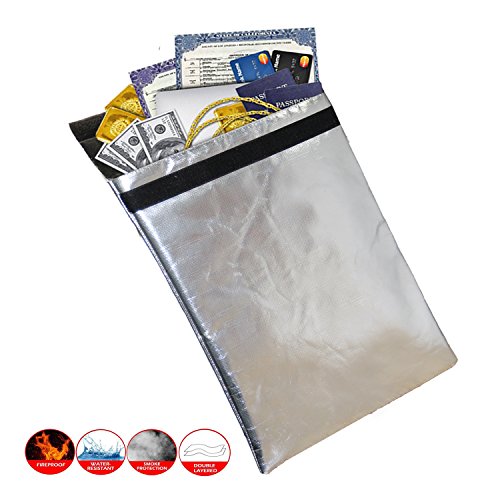 Fireproof Document Bag fireproof money bag pouch - No Itchy Fiberglass Safe bag, Waterproof Safe Pouch Edylia (15"X11")