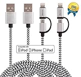 Everdigi 2Pack 2in1 3FT Tangle Free Lightning and Micro USB Nylon Braided Charging/Sync Cables for iPhone 6s,6s Plus,6,6 Plus,iPad/iPod and Samsung, HTC, Nexus, Nokia,Sony etc(Black)