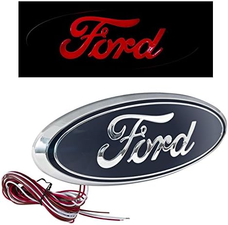 2004-2014 F-150 7" Tailgate Red LED Light Up Oval Emblem Works WITH Back Up Camera