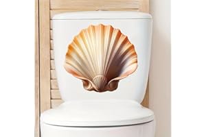 PALEERY@FC Big Shell Toilet Cover Sticker Decals,Ocean Shell Sea Waterproof Toilet Lid Tank Seat Decals Cistern Self-Adhesive Bathroom Wall Sticker