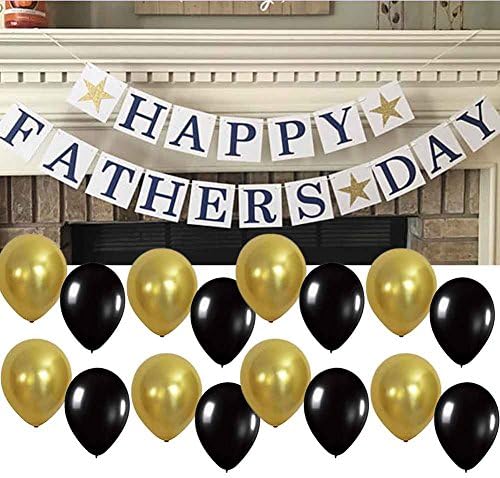 Happy Father's Day Hunting Banner Gold and Black Balloons Daddy's Day Party Decorations by Humfoo