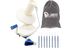 LAMXD Needlecraft Yarn Ball Winder Hand Operated,Capacity 4-Ounce,Blue,Portable Package,Easy to Set Up and Use,Sturdy with Metal Handle and Tabletop Clamp,Including 8 Sizes Crochet Hooks Set