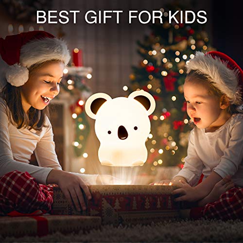Kids Night Light, Cute Koala Gifts, Koala Bear Silicone Battery Powered Girls Toddler Baby Teen Children Night Lamp for Bedroom, Nursery Portable Soft Squishy Color Changing Animal Koala Nightlight