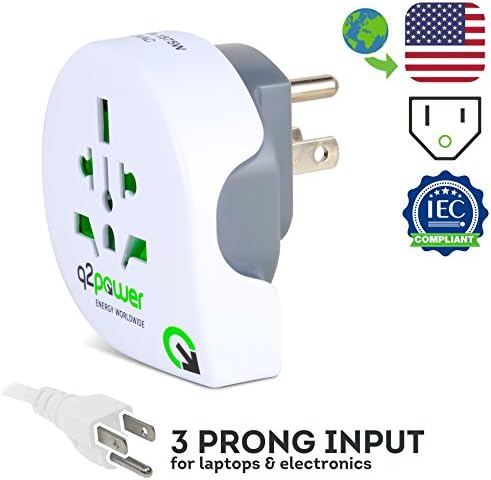 World to USA Travel Adapter by Q2Power | For Type B Outlets | Grounded &amp; Safe | Works with Laptops, Computers, Smartphone Chargers, Portable Devices | Perfect for International Trips