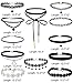 FIBO STEEL 12 Pcs Leather Chain Necklace for Women Girls Choker Necklace Velvet Length Adjustable
