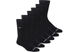 Calvin Klein - Men's Combed Cotton Blend Dress Crew Socks, Black, 6 Pairs