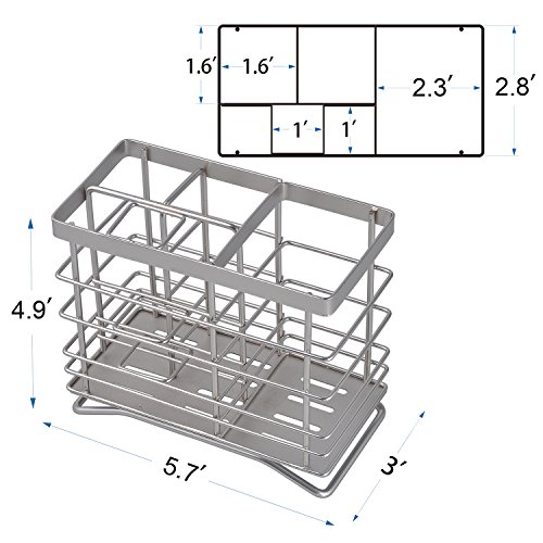 ECROCY Extra Large Stainless Steel Toothbrush Holder - Bathroom Office Kitchen Multi-functional Organizer Stand Rack - 6 Slots for Toothbrush, Toothpaste, shaver, comb, facial cleanser