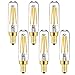 E12 Edison Small Led Bulb Dimmable 4W, Equal 40W Candelabra Bulb Daylight 4000K Clear T6 T20 E12 Filament Candle Light Bulbs, 6 Packs by LEOOLS.