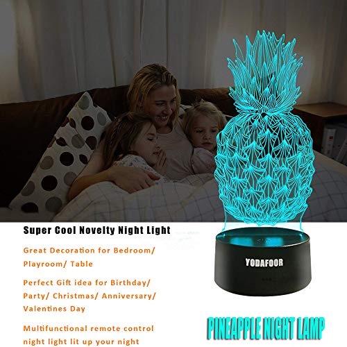 image for YODAFOOR Night Lights for Kids Pineapple 3D Night Light Gifts Bedside 