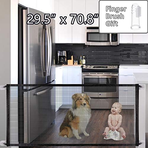 GeiGei Pet Safety Gate for Dog, Portable Folding Mesh Magic Gate, Safe Guard Install Anywhere 71" x 30" (Large)