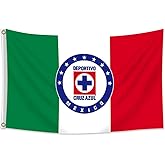 Konern Cruz Azul Tricolor Mexico Futbol Club, A.C. Flag 3x5 FT Double Sides Banner Bandera Soccer La Maquina Celeste Heavy Duty, Durable 150D Polyester