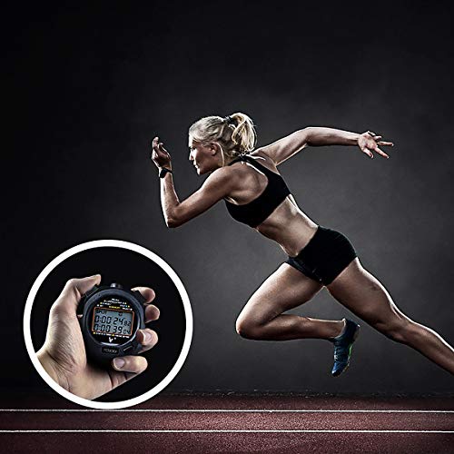 LEAP Stopwatch Professional Timer 3 RAW 30 Lap Memory with Digital Extra Large Screen for Stopwatches Sports Game Timer Count up Down Water Resistant - Thumbnail 2