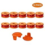 Thten Edger Spools Replacement for Worx WG180 WG163 WA0010 Weed Wacker Eater String with WA6531 GT Spool Cover 50006531 String Trimmer Refills 10ft 0.065"(10 Spool, 2 Cap)