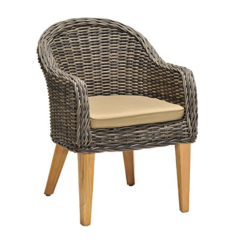 OUTLIV. Guam Sessel Alu/Gefl. Grau-Braun/Sand Teakbeine ...