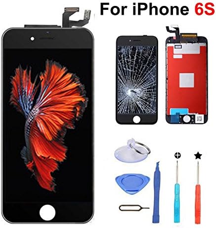 for iPhone 6s Screen Replacement White 4.7" LCD Display 3D Touch Digitizer Frame Assembly Full Repair Kit, with Proximity Sensor, Earpiece Speaker, Front Camera, FREE Repair Tools for IPhone 6s(Black)