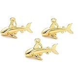 DanLingJewelry 10Pcs Brass Shark Shape Pendants Golden Ocean Animal Fish Dangle Charms for Jewelry Bracelets Necklace Making Crafts