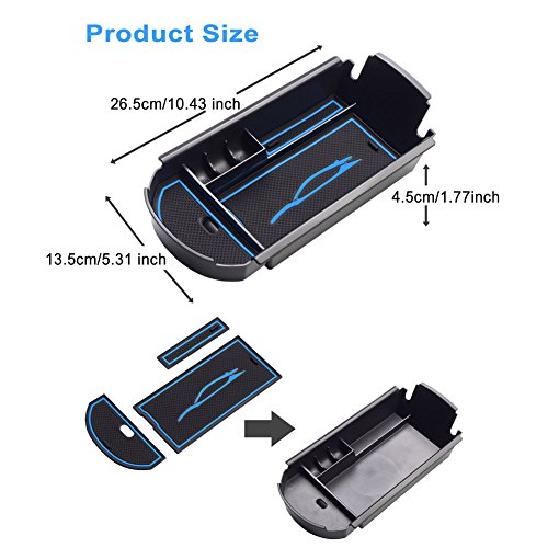 LFOTPP 2017 Toyota C-HR CHR Car Center Console Armrest Storage Box Holder Container Glove Pallet with 3PCS Interior Mats