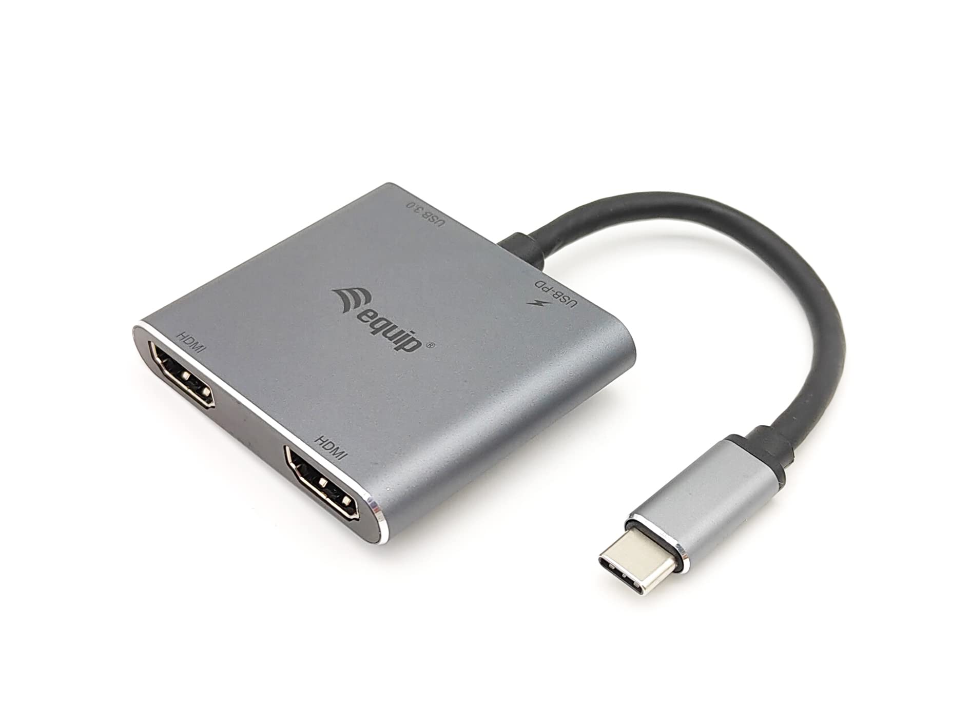 Equip Adapter USB-C/133484 USB-C 4-in-1 Dual HDMI Adapter/Silver