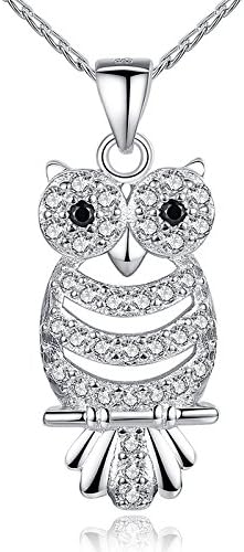 Wearyourfashion AAA Austrian Zircon Crystals 18K White Gold Plated Owl Pendant Necklace for Women