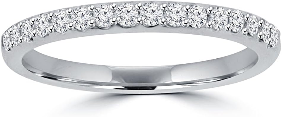 Madina Jewelry 0.35 ct Ladies Round Cut Diamond Wedding Band in 14 kt White Gold