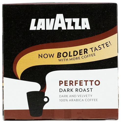 LAVAZZA PERFETTO SINGLE-SERVE COFFEE K-CUP PODS FOR KEURIG BREWER, DARK AND VELVETY ROAST, 10-COUNT BOX