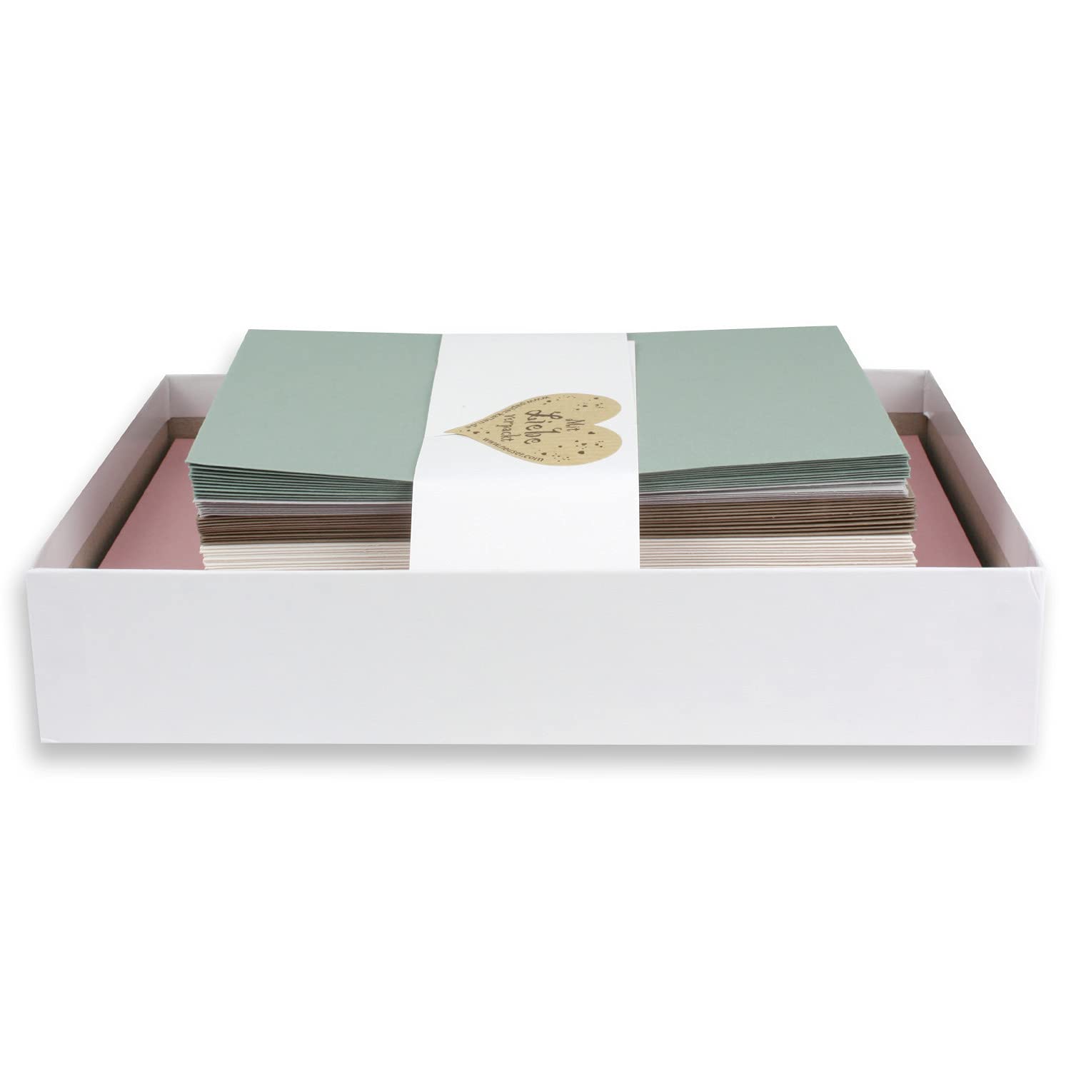 50x Coloured folding cards blank with envelope and inserts in DIN B6 - Harmonious colours in pastel shades