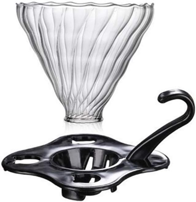 GLANGYU Coffee Filters Glass Coffee Dripper Clever Coffee Filter Glass Coffee Pour Over Funnel Dripper (Black) (Color : Black)