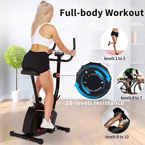 ANCHEER-Magnetic-Upright-Heimtrainer-Indoor-Cycling-Bike-mit-APP-Anschluss-10-Level-Widerstand-Super-Quiet-Stationaeres-Bike-fuer-Cardio-Training-zu-Hause-mit-verstellbarem-Sitz-Monitor-Raedern