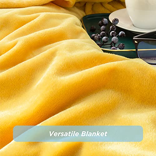 Bedsure Fleece Blanket Twin Blanket Gold Yellow 300GSM Soft