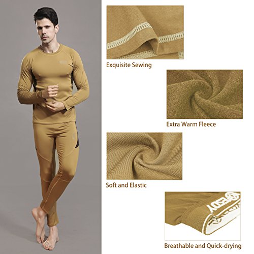 image for UNIQUEBELLA Men's Thermal Underwear Sets Top & Long Johns Fleece Sweat
