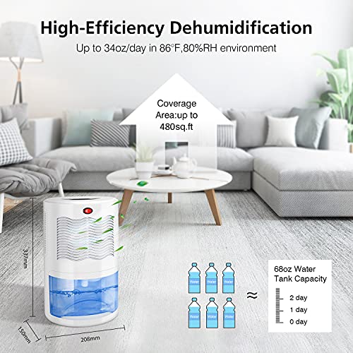 COSVII Dehumidifier for Bedroom,Up to 680 Sq.ft Small Dehumidifier