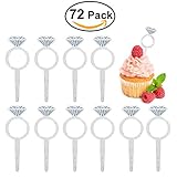 Wedding Decorations Wedding Cupcake Toppers Glitter Diamond Ring Design for Weddings Bridal Showers Party Supplies,72 Pieces