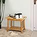 SONGMICS Bamboo Shower Bench Seat, Portable Spa Bathing Stool, with Towel Shelf for Indoor or Outdoor, Handles, Natural UBCB25Y