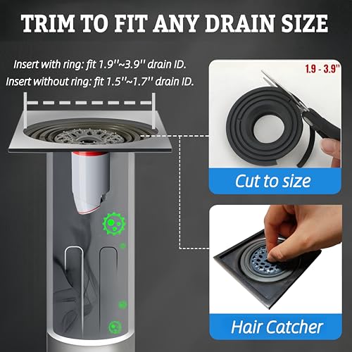 COLDDD Odor-Proof Shower Drain Plug - Backflow Preventer with Magnetic Closure Valve, Hair Catcher, and Silicone Reducer Ring, Fits 1.9''-3.9'' ID Drains, Sewers, and Pipes
