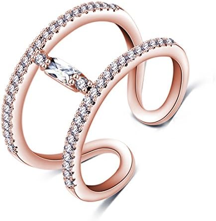 Crystal Elements Exclusive Luxuria Sparkling AAA Zircon 18K Rose Gold Fabulous Adjustable Ring for Women/Girls