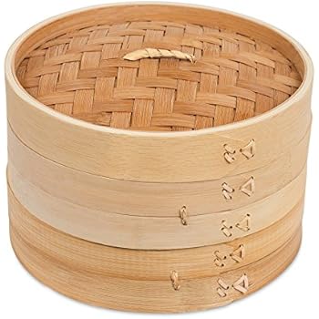 BirdRock Home 8 Inch Bamboo Steamer - Classic Traditional Design - Healthy Cooking - Great for dumplings, vegetables, chicken, fish - Steam Basket - Natural