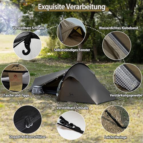 TOMOUNT Bivy Nylon Tent Ultralight 1 Person Waterproof Bivy Bag Small Pack Size Trekking Tent One-man Tent for Trekking, Camping, Outdoor, Climbing with Backpack