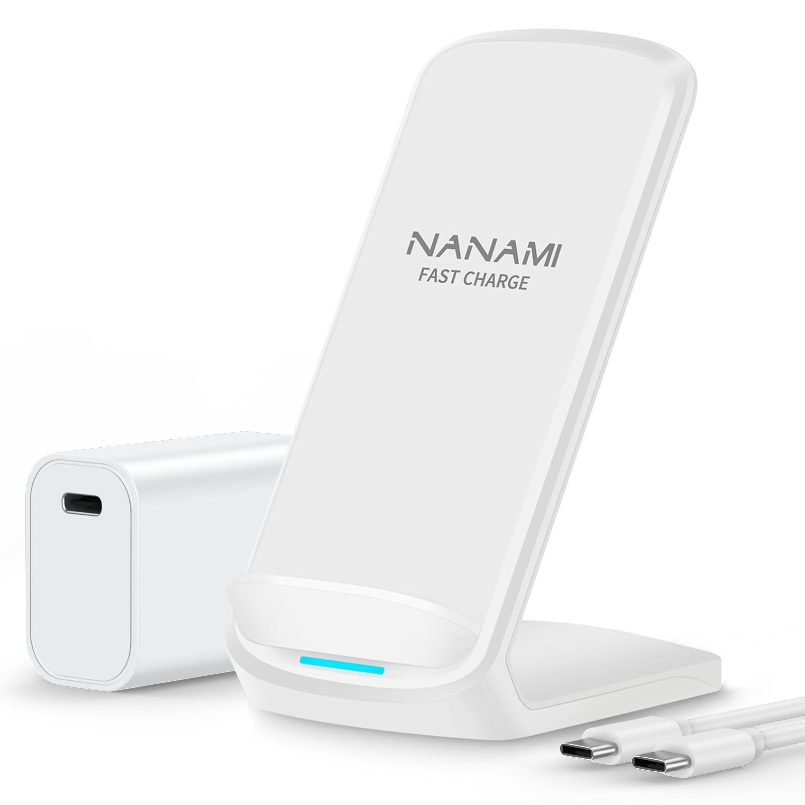 NANAMI Fast Wireless Charger, 10W Max Wireless Charging Stand with PD20W Adapter Charger Compatible for iPhone 17/17 Air/17 Pro/17 Pro Max/16/15/14/13/12,Samsung Galaxy S26/S25/S24/S23/S22/S21/Note 20