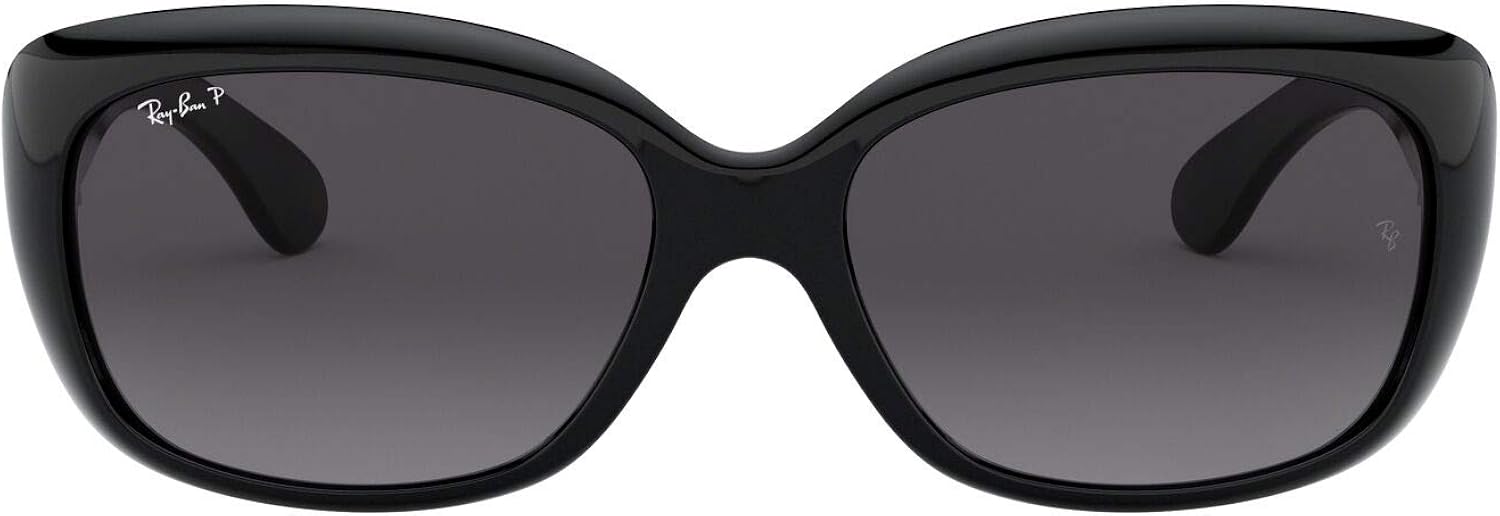 Ray-Ban Women's RB4101 Jackie Ohh Rectangular Sunglasses, Black/Polarized Grey Gradient, 58 mm: Shoes