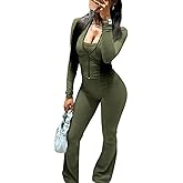 watersouprty Women's 2 Piece Outfits Tracksuit Sets Bodycon Long Sleeve Zip Up Jacket flares Jogger Matching Sweat Pants Set