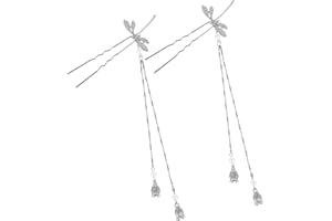 Mobestech 2pcs Tassel Dragonfly Hair Chopsticks Retro Chinese Hair Sticks for Buns Lightweight Alloy Pins for