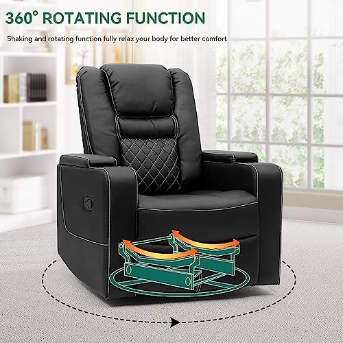 YITAHOME Swivel Glider Rocker Recliner Chair with Cup Holders