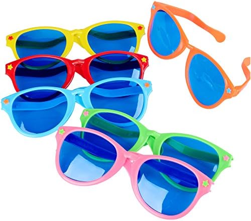 HS Novelty Colorful Jumbo Sunglasses for Costumes Cosplay Halloween Party Favor Fun Photo Booth Props, Party Pack of 6