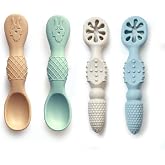 YMCF Products Baby Early Spoon Set | Self-Feeding and Training Spoons | Toddler Utensil | BPA-Free Silicone 4-Pack (Mixed Set)