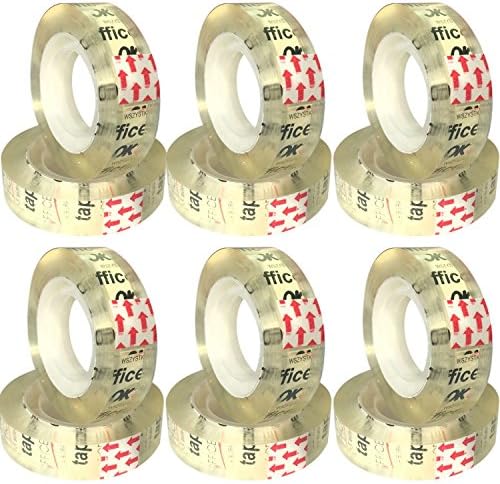 Holuck 43575 Transparent Tape,1/2 by 1100-Inch,Clear,12-Pack