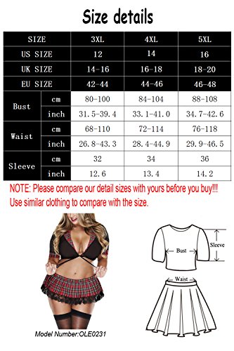 365-Shopping-Pizzo-Lingerie-Set-per-Donne-Crop-Top-con-Gonna-Scozzese-Erotic-Schoolgirl-Outfit-Costume-da-Donna-da-Notte-Sleepwear-Plus-Size