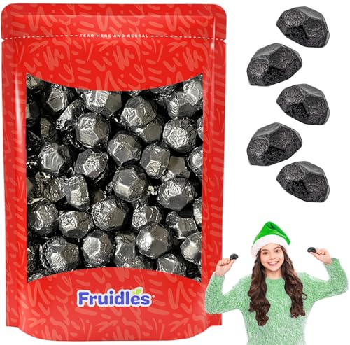 FRUIDLES CHRISTMAS COAL CHOCOLATE, MILK CHOCOLATE PARTY BAG FILLERS, INDIVIDUALLY WRAPPED FOILS, RESEALABLE BAG, KOSHER CERTIFIED DAIRY (1 POUND)